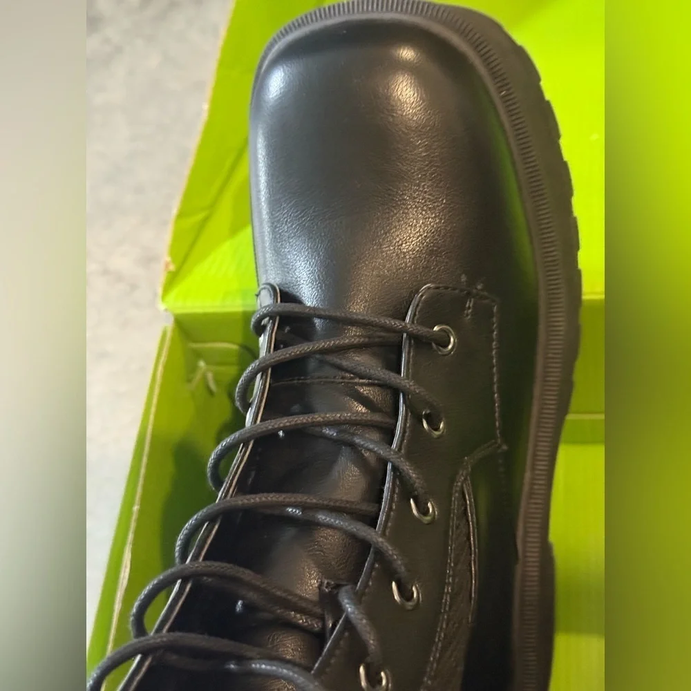 Call It Spring Black Ribbed Combat Boots - Picture 4 of 7